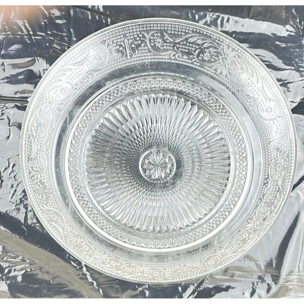 Set of 4 Zions Mercantile Glass Tiara Clear Sandwich/Salad Plate | 8.25 Inches
